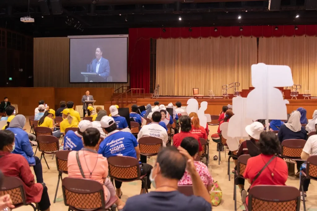 การแสดงวิสัยทัศน์ของผู้สมัคร-ส.ส.กทม-เขต14_29 นิด้าโพล ร่วมกับ คณะนิติศาสตร์ (นิด้า) จัดการแสดงวิสัยทัศน์ของผู้สมัคร ส.ส. กทม. เขต 14 (เขตบางกะปิ คลองเจ้าคุณสิงห์)