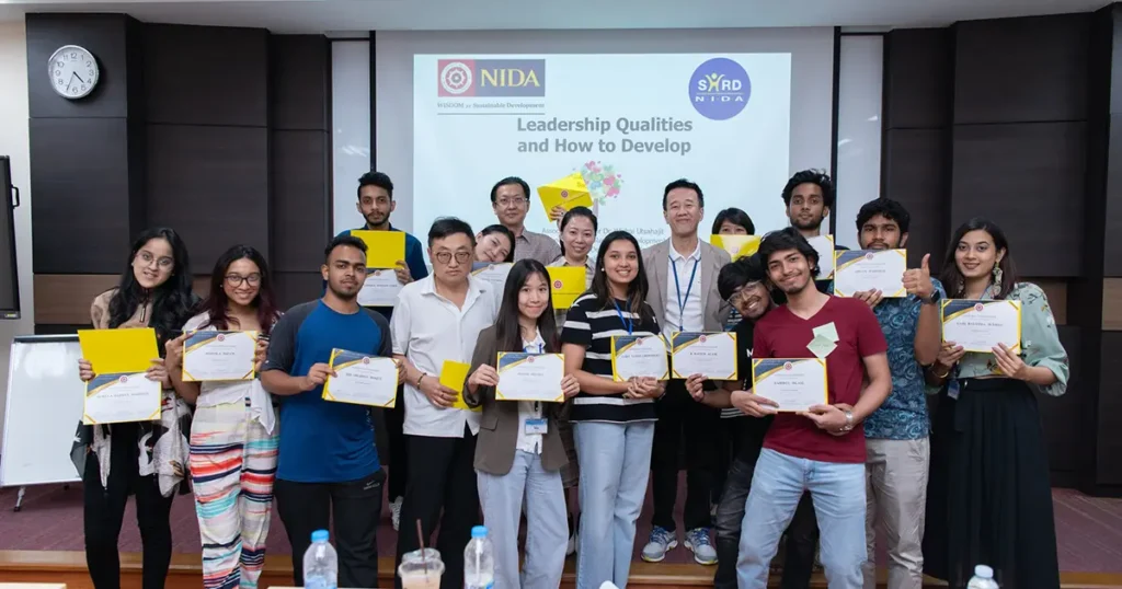 NIDA 9th International Summer Camp 2023 Workshops on Sufficiency Economy Philosophy and Leadership Qualities NIDA 9th International Summer Camp 2023: สัมมนาเชิงปฏิบัติการวิชาปรัชญาเศรษฐกิจพอเพียง และคุณภาพภาวะผู้นำ