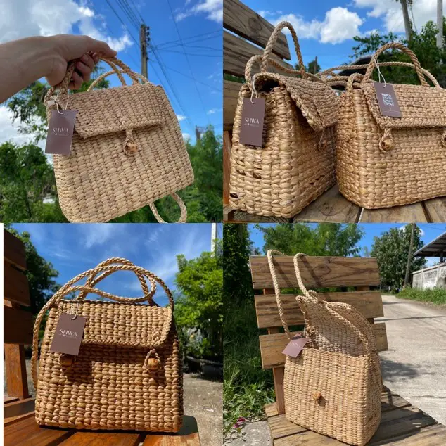 กระเป๋าสานจากผักตบชวา แบรนด์ SHWA by Nongkhayang