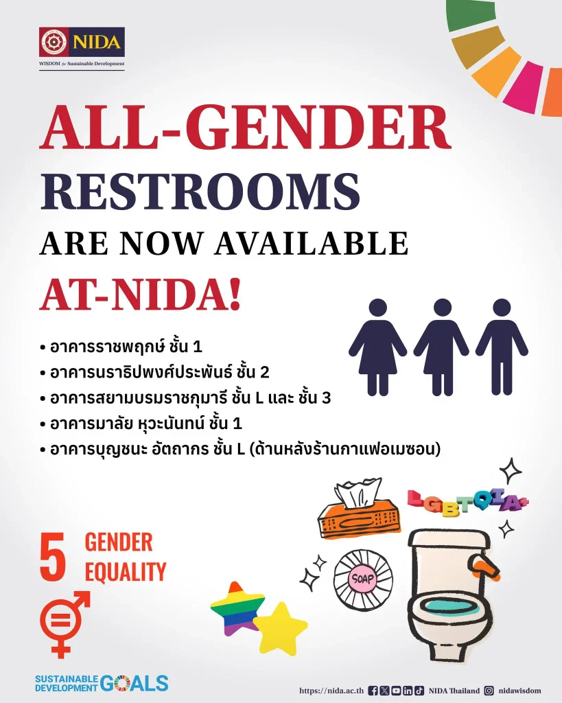 ALL-GENDER RESTROOMS- การให้บริการสุภาพสตรีของนิด้า เพื่อการเข้าถึงอย่างเท่าเทียม