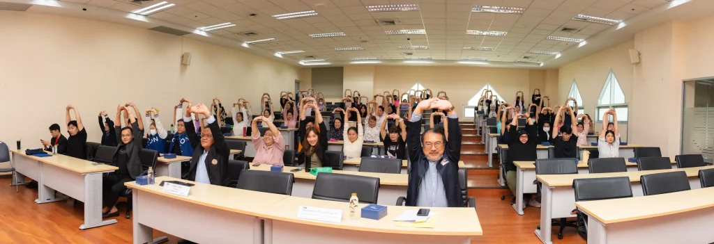 ‘นิด้า’ จัดอบรมให้ความรู้ ‘Goodbye Office Syndrome’ ส่งเสริมคุณภาพชีวิตและการทำงานที่มีประสิทธิภาพของบุคลากร